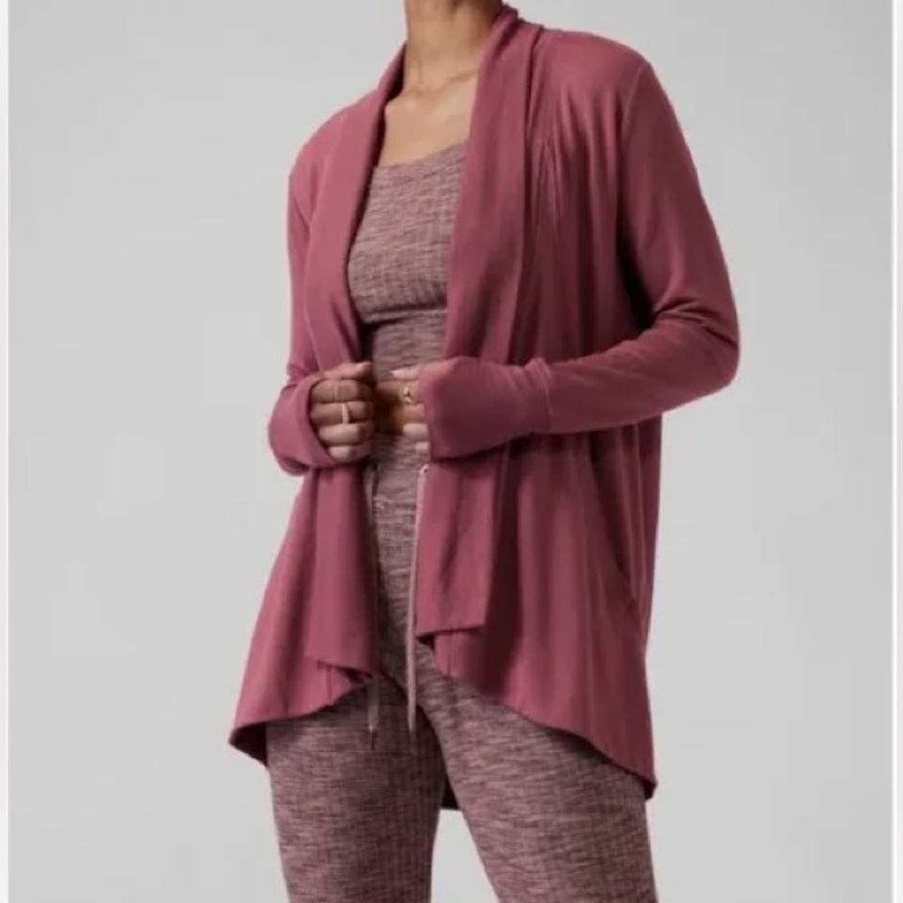 Athleta Pranayama Wrap Cardigan in Tawny Rose, Size Medium